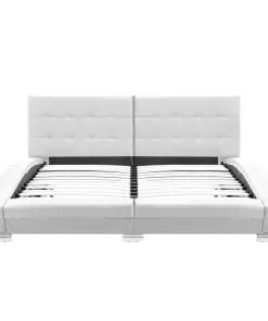 vidaXL Bed Frame White Faux Leather 153×203 cm Queen