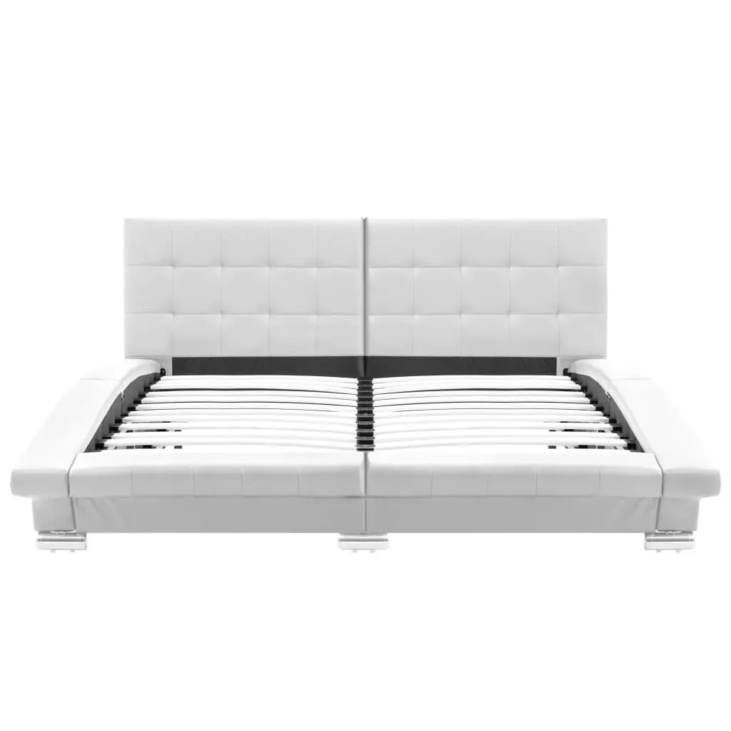 vidaXL Bed Frame White Faux Leather 153×203 cm Queen