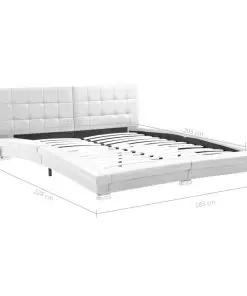 vidaXL Bed Frame White Faux Leather 153×203 cm Queen