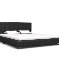 vidaXL Bed Frame Black Faux Leather 137×187 cm Double