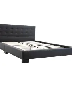 vidaXL Bed Frame Black Faux Leather 137×187 cm Double