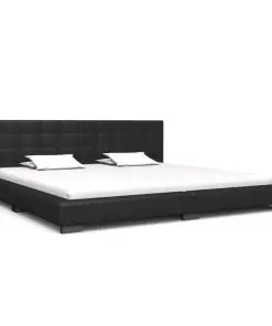vidaXL Bed Frame Black Faux Leather 183×203 cm King