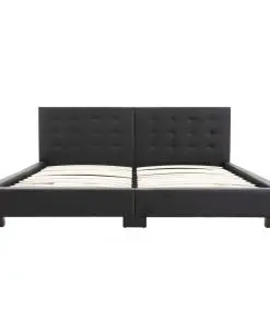 vidaXL Bed Frame Black Faux Leather 183×203 cm King