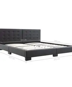 vidaXL Bed Frame Black Faux Leather 183×203 cm King