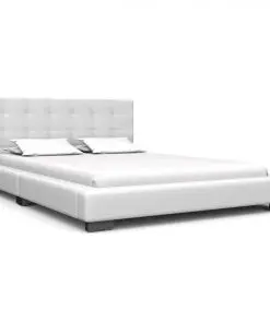 vidaXL Bed Frame White Faux Leather 106×203 cm King Single