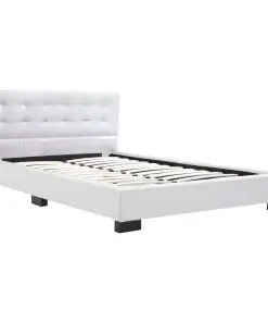 vidaXL Bed Frame White Faux Leather 106×203 cm King Single