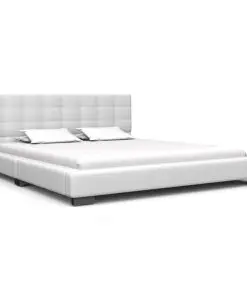 vidaXL Bed Frame White Faux Leather 137×187 cm Double