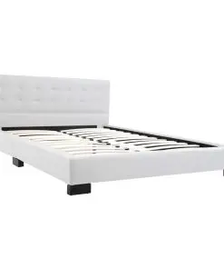 vidaXL Bed Frame White Faux Leather 137×187 cm Double
