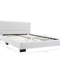 vidaXL Bed Frame White Faux Leather 137×187 cm Double