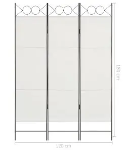 vidaXL 3-Panel Room Divider White 120×180 cm