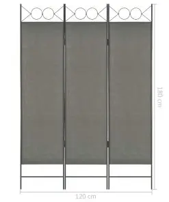 vidaXL 3-Panel Room Divider Anthracite 120×180 cm