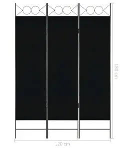 vidaXL 3-Panel Room Divider Black 120×180 cm