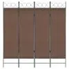vidaXL 4-Panel Room Divider Brown 160×180 cm