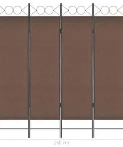 vidaXL 4-Panel Room Divider Brown 160×180 cm
