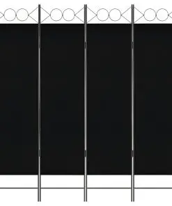 vidaXL 4-Panel Room Divider Black 160×180 cm