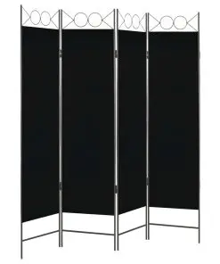 vidaXL 4-Panel Room Divider Black 160×180 cm