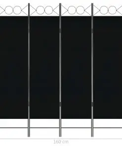 vidaXL 4-Panel Room Divider Black 160×180 cm