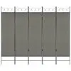 vidaXL 5-Panel Room Divider Anthracite 200×180 cm
