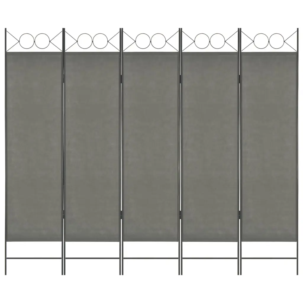 vidaXL 5-Panel Room Divider Anthracite 200×180 cm