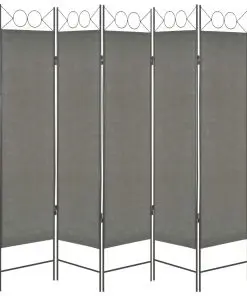 vidaXL 5-Panel Room Divider Anthracite 200×180 cm