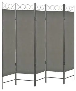 vidaXL 5-Panel Room Divider Anthracite 200×180 cm