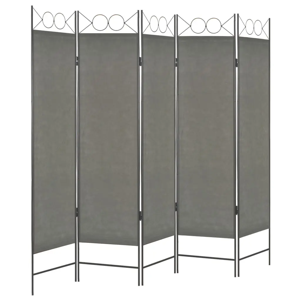vidaXL 5-Panel Room Divider Anthracite 200×180 cm