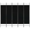 vidaXL 5-Panel Room Divider Black 200×180 cm