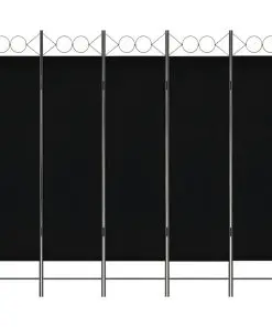 vidaXL 5-Panel Room Divider Black 200×180 cm