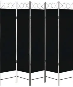 vidaXL 5-Panel Room Divider Black 200×180 cm