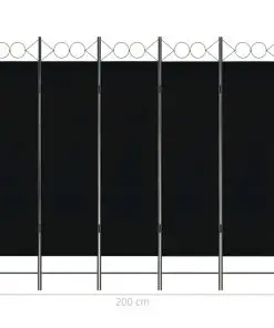 vidaXL 5-Panel Room Divider Black 200×180 cm