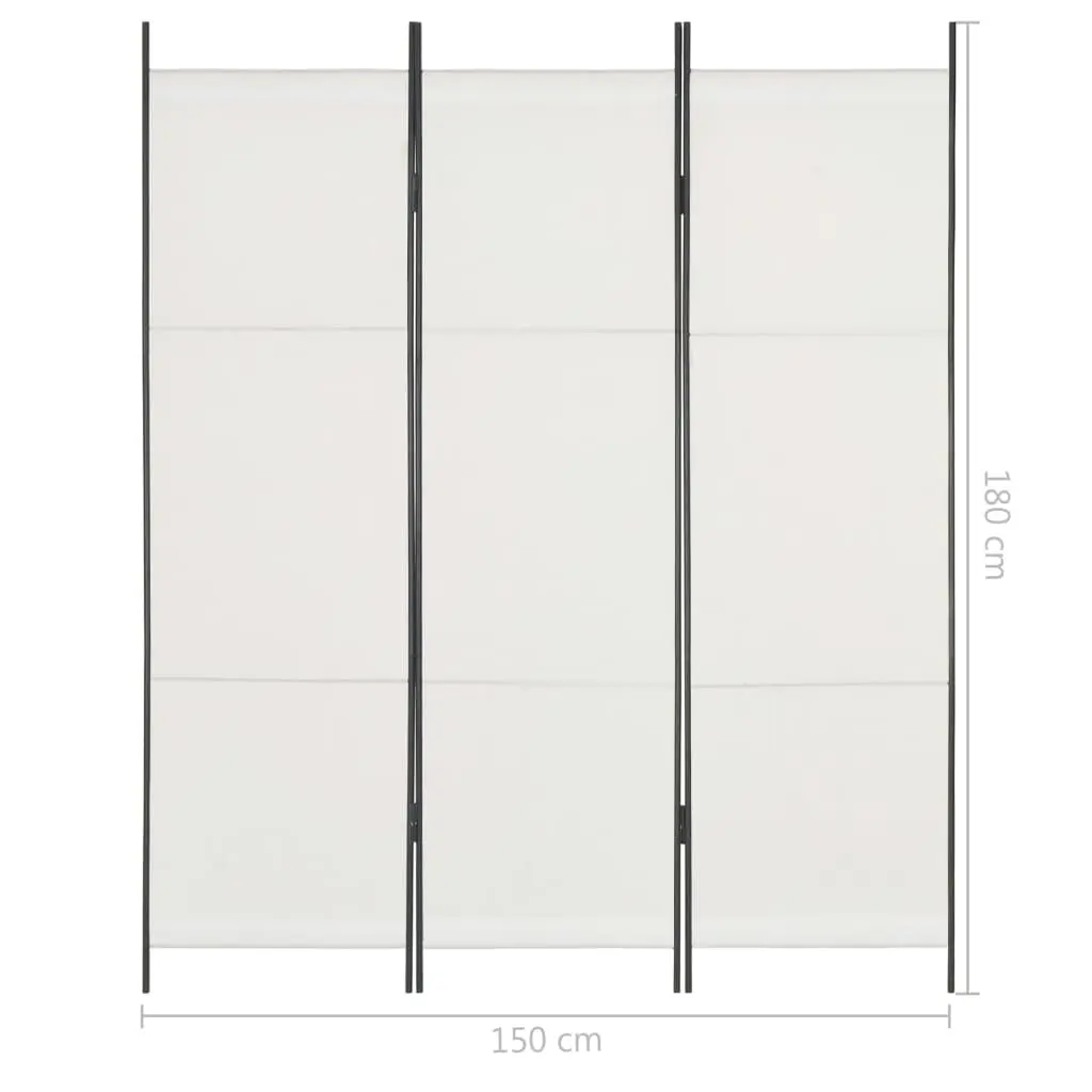 vidaXL 3-Panel Room Divider White 150×180 cm