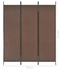 vidaXL 3-Panel Room Divider Brown 150×180 cm
