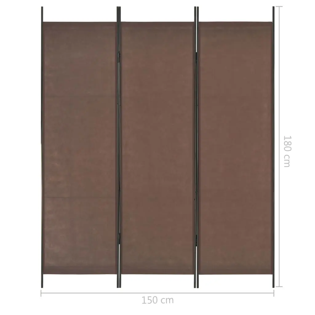 vidaXL 3-Panel Room Divider Brown 150×180 cm