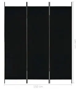 vidaXL 3-Panel Room Divider Black 150×180 cm