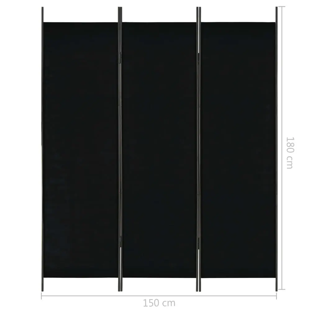 vidaXL 3-Panel Room Divider Black 150×180 cm
