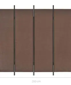vidaXL 4-Panel Room Divider Brown 200×180 cm