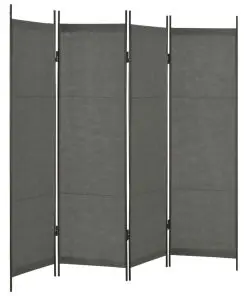 vidaXL 4-Panel Room Divider Anthracite 200×180 cm