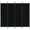 vidaXL 4-Panel Room Divider Black 200×180 cm vidaXL 4-Panel Room Divider Black 200×180 cm