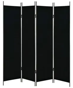 vidaXL 4-Panel Room Divider Black 200×180 cm