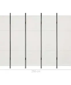 vidaXL 5-Panel Room Divider White 250×180 cm