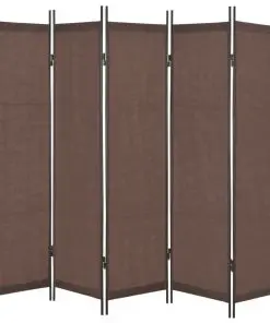 vidaXL 5-Panel Room Divider Brown 250×180 cm