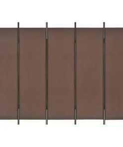 vidaXL 5-Panel Room Divider Brown 250×180 cm