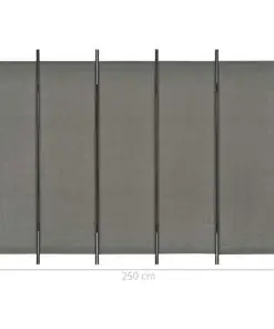 vidaXL 5-Panel Room Divider Anthtracite 250×180 cm