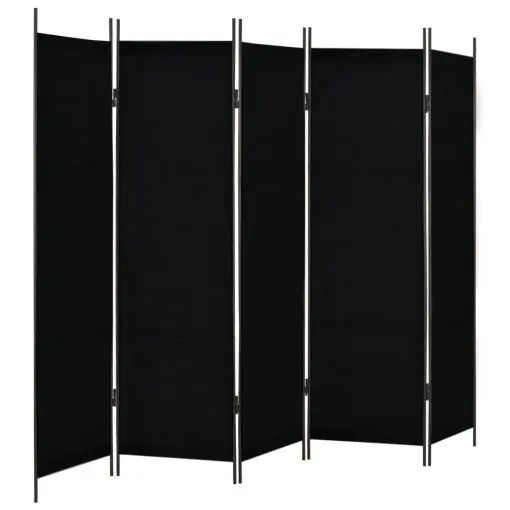 vidaXL 5-Panel Room Divider Black 250×180 cm