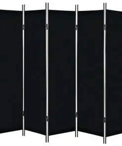 vidaXL 5-Panel Room Divider Black 250×180 cm