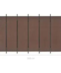 vidaXL 6-Panel Room Divider Brown 300×180 cm