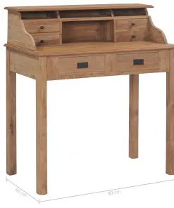 vidaXL Desk 90x50x100 cm Solid Teak Wood