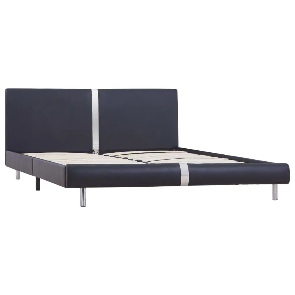 vidaXL Bed Frame Black Faux Leather Queen