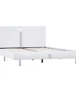 vidaXL Bed Frame White Faux Leather Double