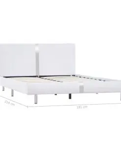 vidaXL Bed Frame White Faux Leather Queen